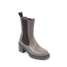 FRAU 2508 Gray Taupe Leather Elastic Chelsea Pull-On Ankle Boots 40 / US 10