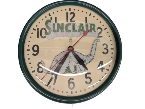 1950s Vintage SINCLAIR Dino Gas & Oil Advertising GE Wall Clock - Runs, RARE