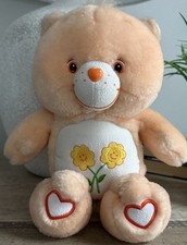 Care Bears 2003 Friend Bear Plush Orange Yellow Flowers Stuffed Animal 12  Vtg