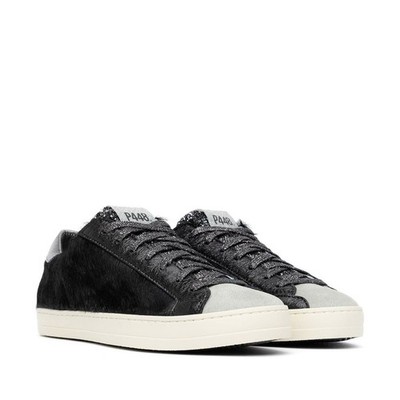 P448 Mens John Calf Hair Lace Up Low Top Sneaker Black Glitter Size 9.5 NIB