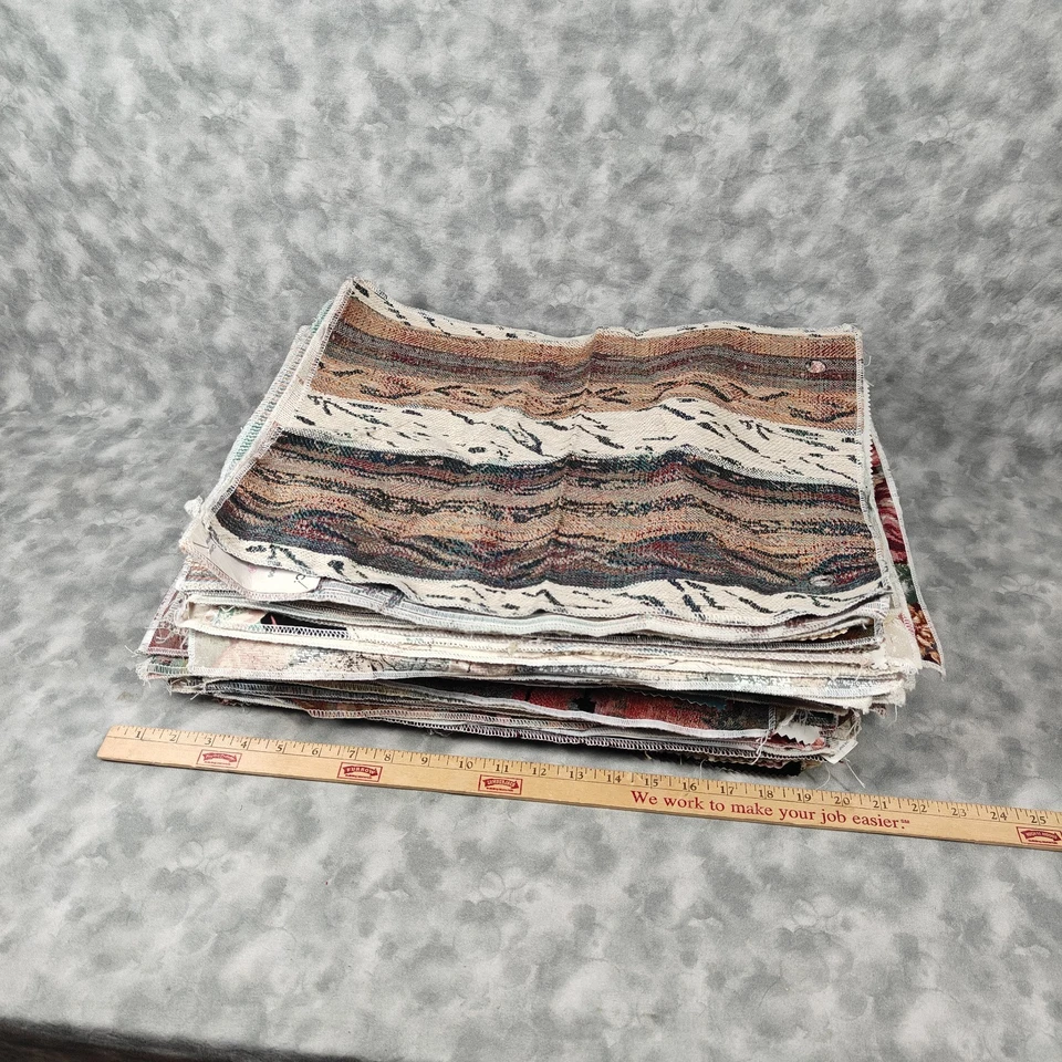 12 lb Lot ~105 Vintage Upholstery Fabric Samples 17x13 Tapestry Swatches Craft - Image 3 of 4