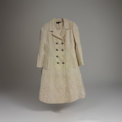 Dolce & Gabbana Ivory Jacquard Skirt Suit Set, Double-Breasted Jacket, 38