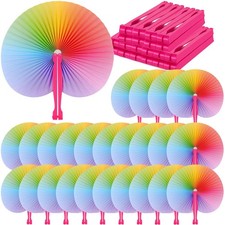 72 Pcs Rainbow Hand Fans Set, Handheld Paper Fan, Rainbow Decorative Folding ...