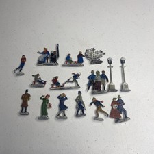 Vintage Heinrichsen German Lead Flat Lot Christmas Village Winter Putz Antique