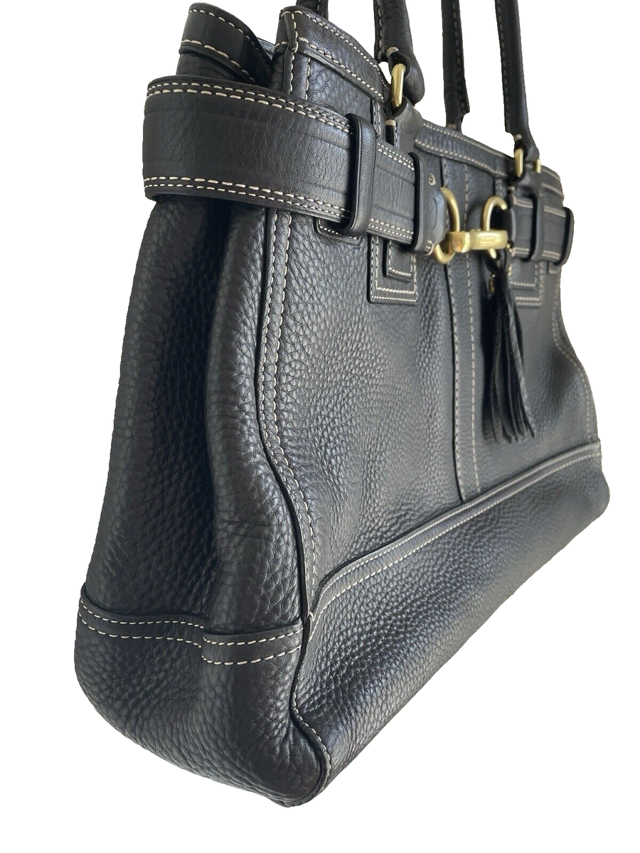 Coach Bag Hampton Pebbled Leather Black Shoulder Bag Purse