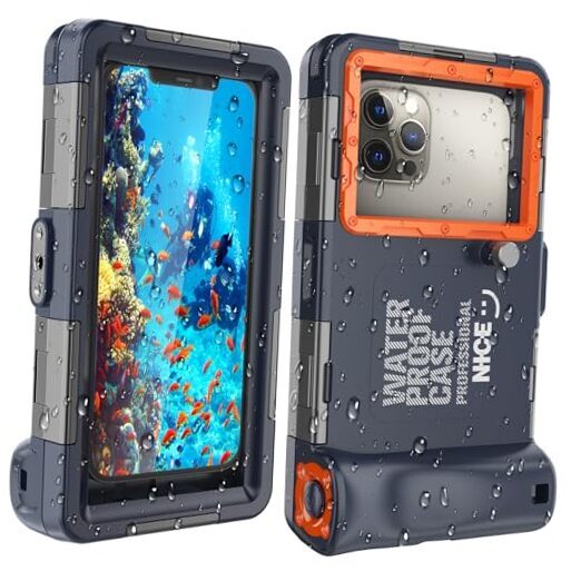Underwater Snorkeling Diving Phone Case for iPhone 15/14/13/12/11 Pro Orange