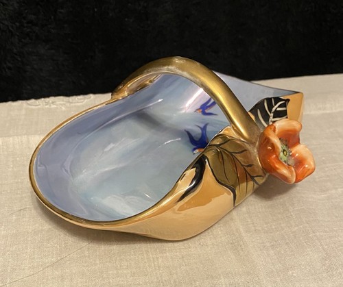 RARE Noritake Handpainted Porcelain Lusterware Basket w/handle Made In Japan Vtg - Picture 2 of 11
