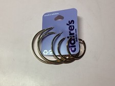 Claire  s goldtone hoops new in package 3 pc sensitive solutions    
