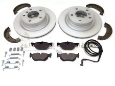 BMW 318i 318D E90 REAR 2 BRAKE DISCS & PADS SENSOR SHOES + KIT (CHECK SIZE) 