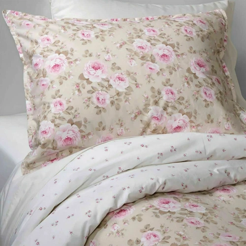 SIMPLY SHABBY CHIC DUCHESS BEIGE & PINK FLORAL TWIN COMFORTER SET *FLAWED*