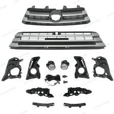 For Highlander 2017-19 Complete 12PC Silver Grille Set with Fog Lights & Bezels