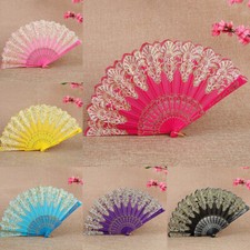 Chinese/Spanish Style Dance Wedding Party Lace Silk Folding Hand Held Flower Fan