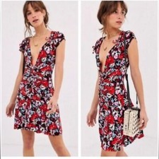 Free People Key to Your Heart Floral Mini Dress Red Multicolor Womens size small
