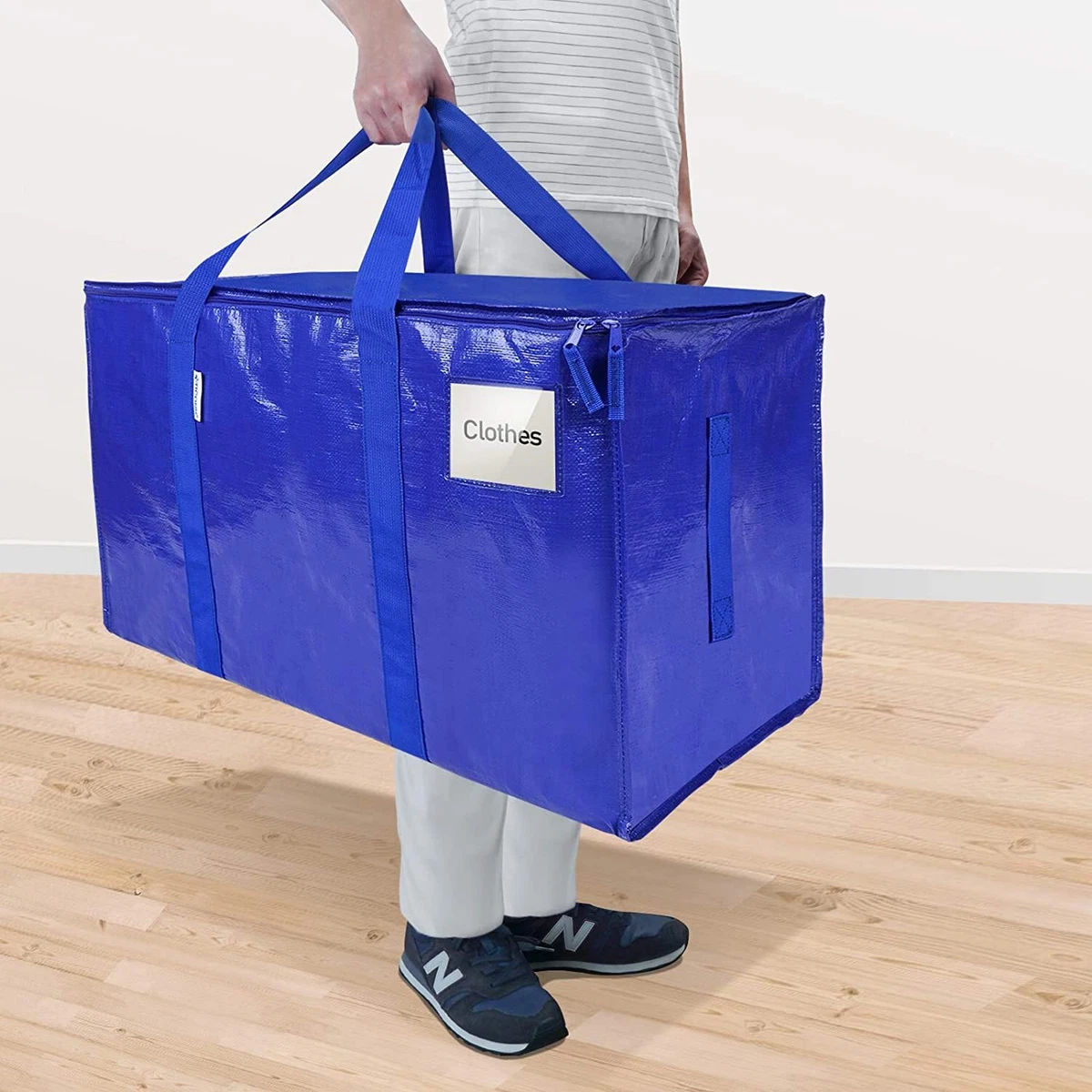 Extra Large Moving Bags with Zippers u0026 Carrying Handles, Heavy-Duty Storage  Tote | eBay