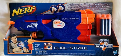 Nerf N-Strike Elite Dual-Strike Blaster Dart Gun  Brand New Shoots Elite/ Mega