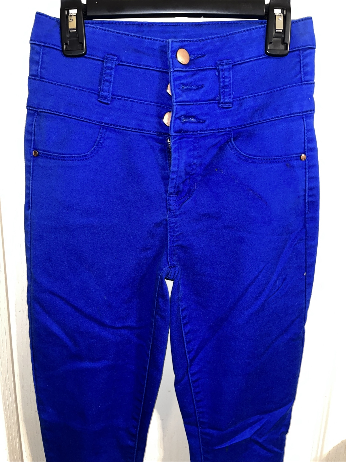 Refuge True Blue Pants Size 0 Women Slim Fit Back Pocket Only High Waist Button eBay