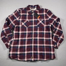 LEGENDARY WHITETAILS Pink Shirt Jacket Womens XL Plaid Sherpa Lined Flannel NWT