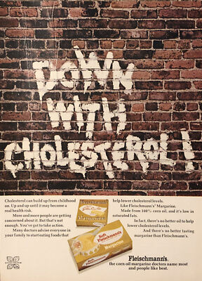1973 Soft Fleischmanns Margarine PRINT AD Brick Wall Down Cholesterol VTG 1970s
