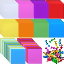 400 Pcs Cellophane Sheets Christmas Gifts 8 Colored Cellophane Wrap 7.5 x 7.5...