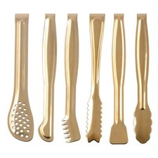 Gold Plated Mini Serving Tongs Set 6-Inch Appetizers Tongs Stainless Steel Sm...