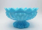 Vtg Fenton Blue Hobnail Footed Pillar Taper or Votive Candle Holder MCM Rare HTF
