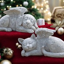 Pet Memorial Resin Winged Dog or Winged Cat Memorial Statue for your Lost Pet.