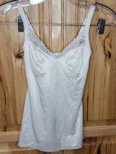 Ruby Ribbon Womens White Lace Cami 32 Light Support Shapewear Tank Top Shelf Bra