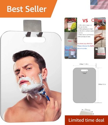 11x7 Fogless Shower Mirror with Integrated Razor Hook - Elegant & Shatterproof