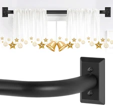 Black Wrap around Curtain Rods 2Pack:Blackout Adjustable Window Curtain Rod,Room