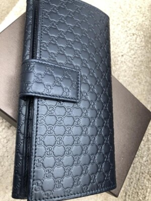 New-in-box Gucci Navy Continental Leather Wallet | eBay display picture 1