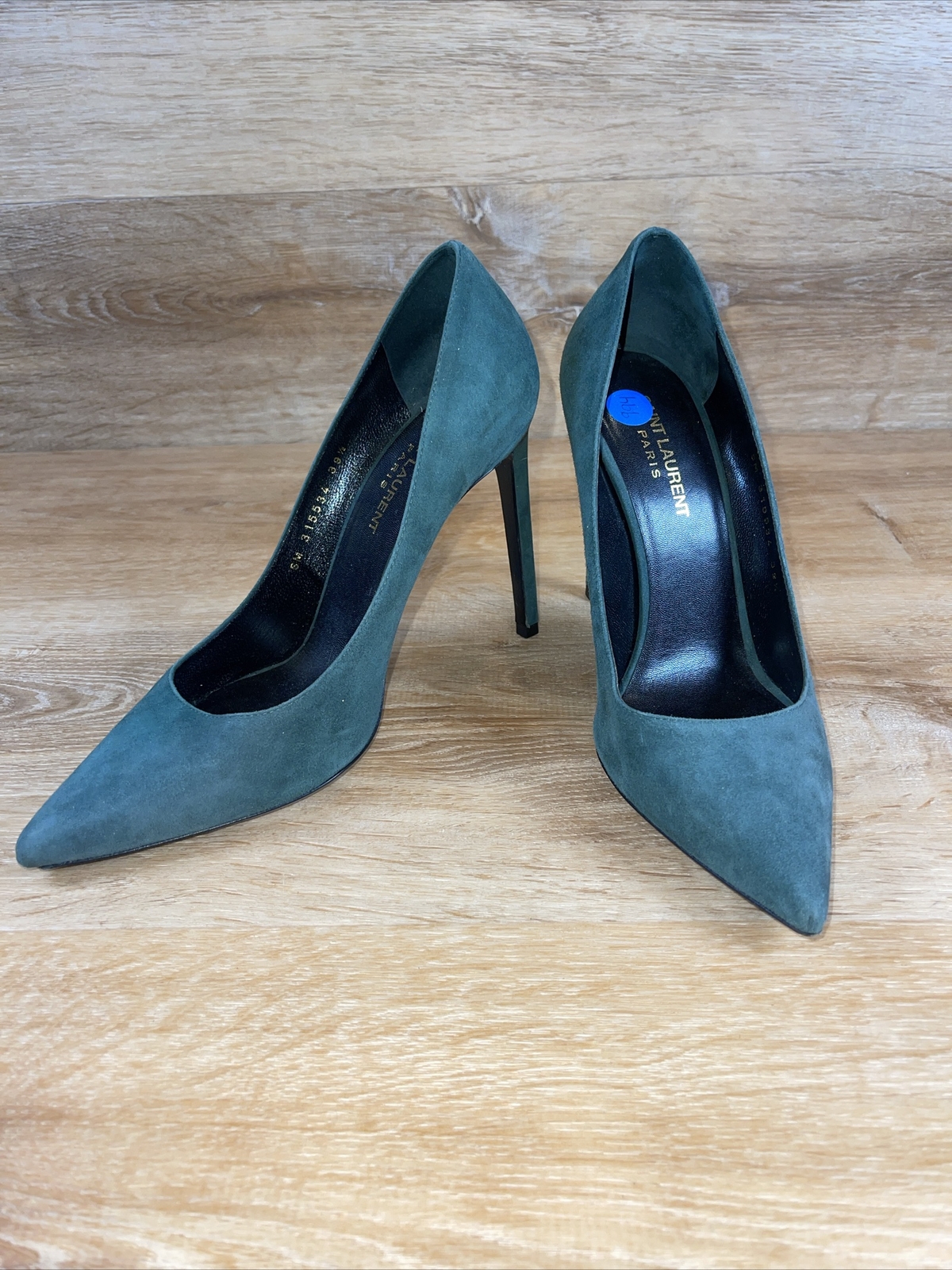 Scarpe decolte con tacco YSL Saint Laurent verde scamosciato 39 5