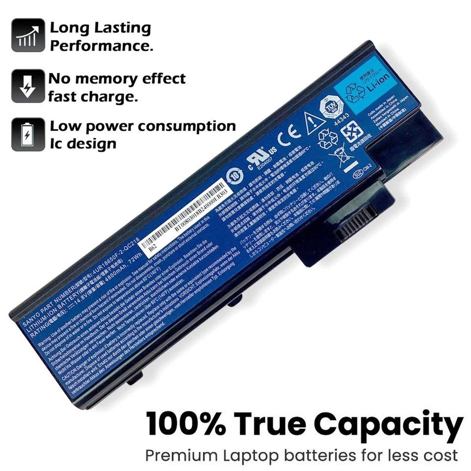 Acer Aspire 7000 7110 9300 9420 8-Cell Li-Ion 4800mAh 11.1V Battery BT.00803.018 - Image 3 of 4