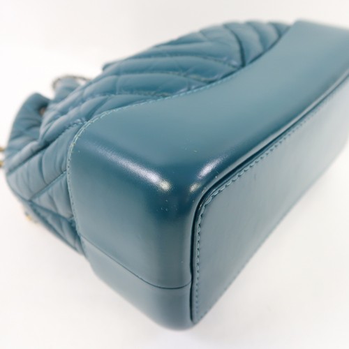 CHANEL Herringbone CC SHW Gabrielle Backpack Lambskin Leather Green - Picture 11 of 14