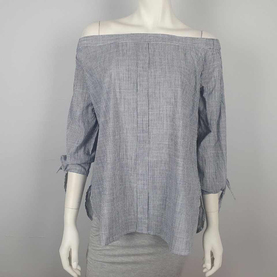 City Chic plus Size XS, 12 off the Shoulder Top Blouse 3/4 Bow Sleeves Cotton