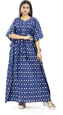 Cocktail Womens Print Kaftan Long Gown Indian Long Sleeve Maxi Dress Hand  Block | eBay