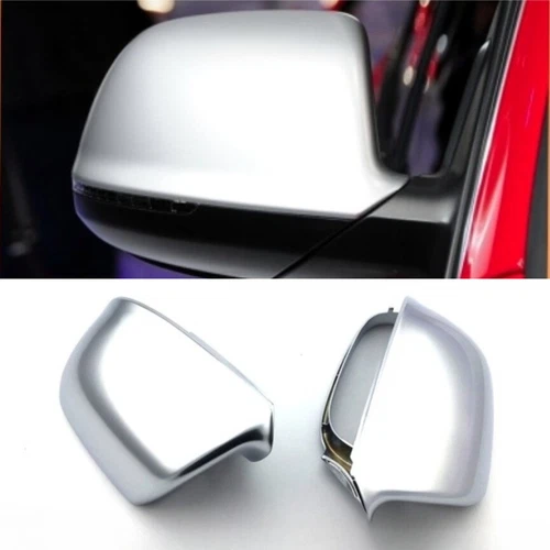 Matt Chrome Mirror Cover Caps For AUDI Q5 8r SQ5 09-17 Q7 10-15 W/O Lane Assist