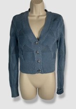 378 Veronica Beard Women's Blue Mirembe Knit Cropped Cardigan Sweater Size XS