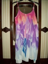NWT NATORI SAPA SHORT 36" POLY CHIFFON GOWN SPLIT LAYER 878007 MULTI M