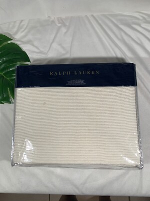 NIB $400 [ Queen ] Ribbed Knit Blanket for Ralph Lauren Cortona in Cream #D65