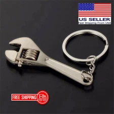 Mini Adjustable Crescent Wrench Novelty Tool Spanner Key Chain Ring Keyring 