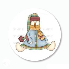 30 Country Primitive Snowman Favors Scrapbook Stickers 1.5" Envelope Seals
