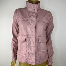 Loft Women's Pink Linen Jacket Button Up High Collar S