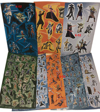 8 Clone Wars Sticker Sheet Anakin Obiwan Yoda Ashoka R2d2 Rex Asajj Cad Bane 3po