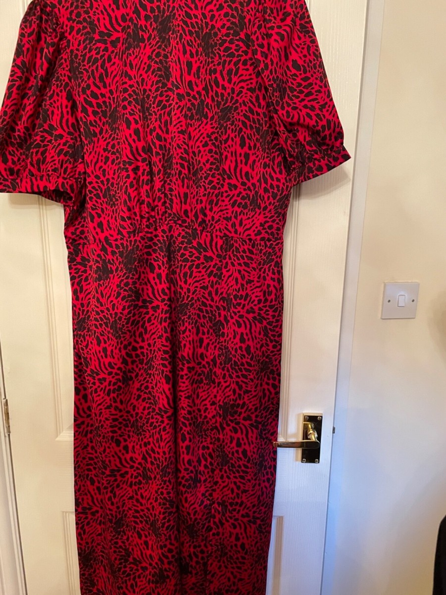 Warehouse size 18 Red animal print midi