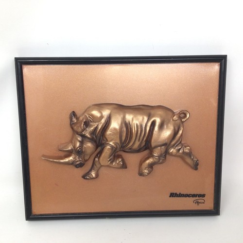 Nashorn Afrika Wanddekor hängende Plakette 3D Harz laufendes Nashorn 8" x 10"