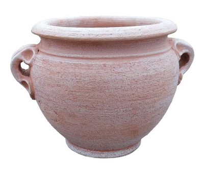 Galestro Terracotta, Cachepot manico calco, runder Pflanztopf, schlichter Blu...