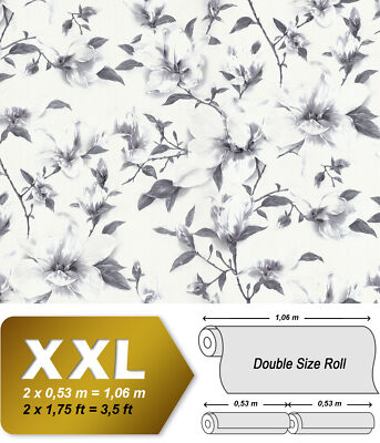 EDEM 9080-20 Blumen Tapete Floral schimmernd weiß grau silber 10,65 m2