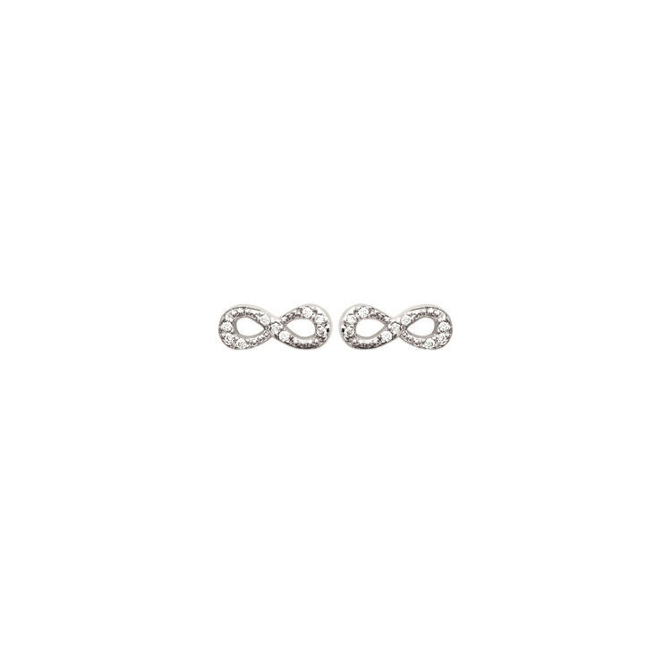 Boucles d'oreilles puces anti-allergie sans nickel motif Infini argent 925 scellé