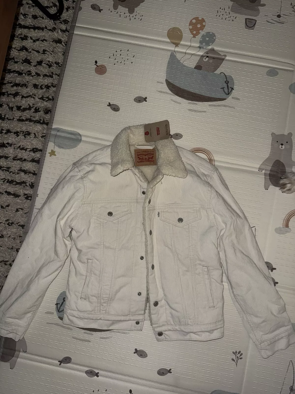 Veste camionneur Levi’s velours côtelé Sherpa ex petit ami taille XS ivoire qualité suprême