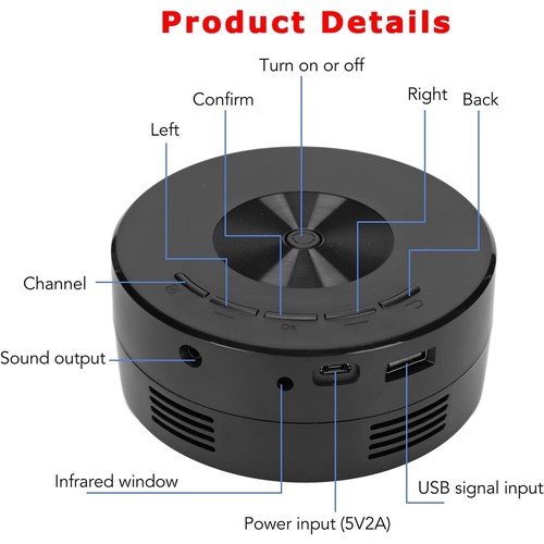 Durable 5V 2A Mini Projector LED Home Cinema Home Theater LCD HD 1080P Projector - Picture 4 of 12